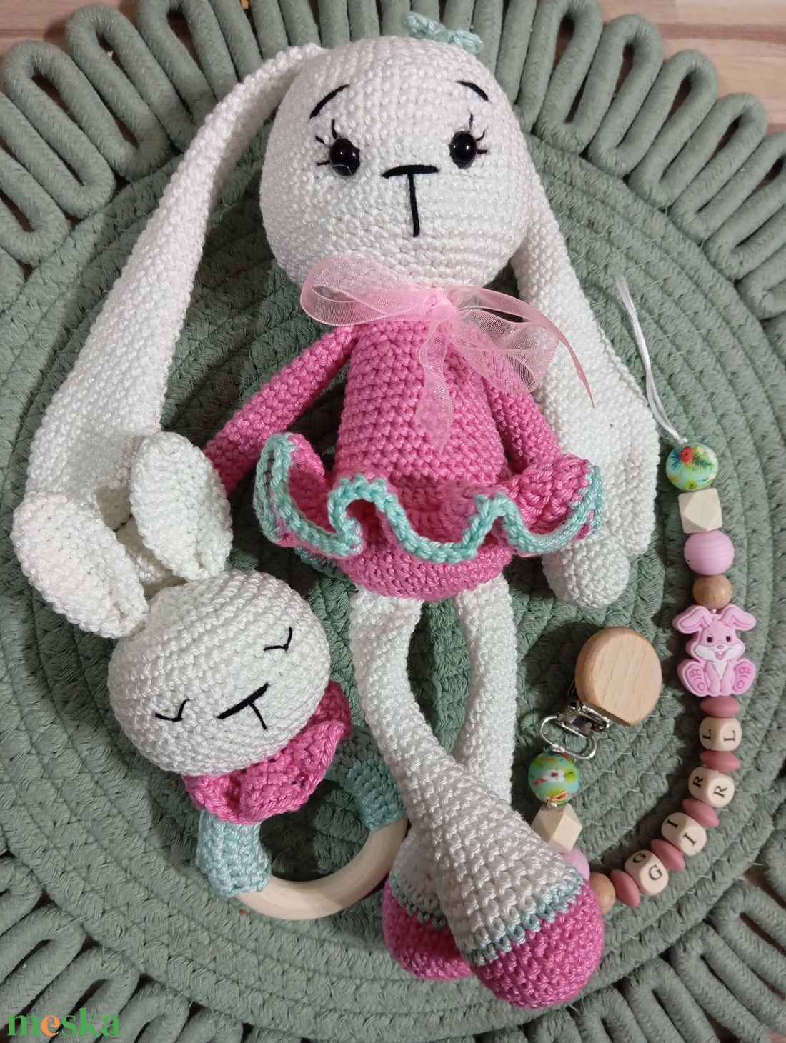 Húsv�ti nyuszi szett-pink - játék & sport - plüssállat & játékfigura - nyuszi - Meska.hu