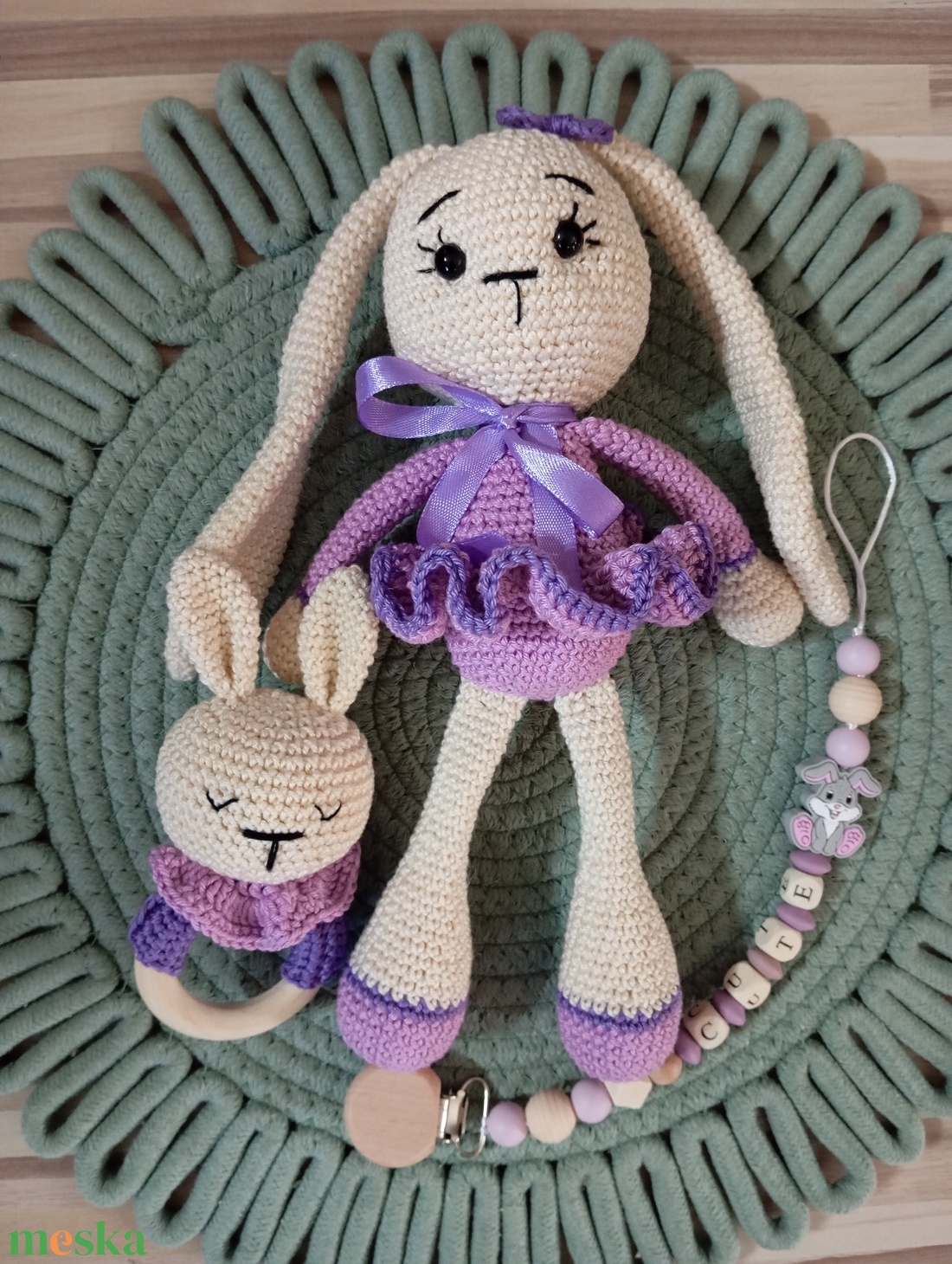 Húsv�ti nyuszi szett-lila - játék & sport - plüssállat & játékfigura - nyuszi - Meska.hu