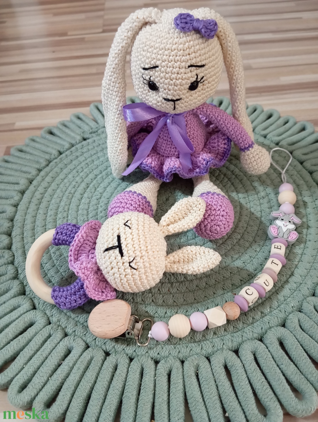 Húsv�ti nyuszi szett-lila - játék & sport - plüssállat & játékfigura - nyuszi - Meska.hu