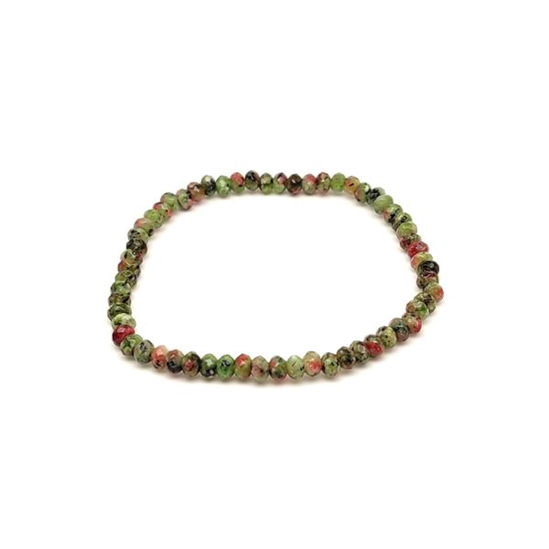 Achát tűz fazettált korong karkötő zöld-vörös 4�3 mm - ékszer - karkötő - ásványkarkötő - Meska.hu