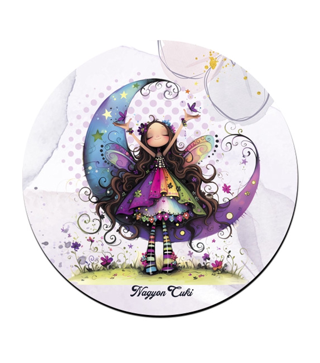 Aranyos lila virágos tündér és a hold pohár alátét -  - Meska.hu