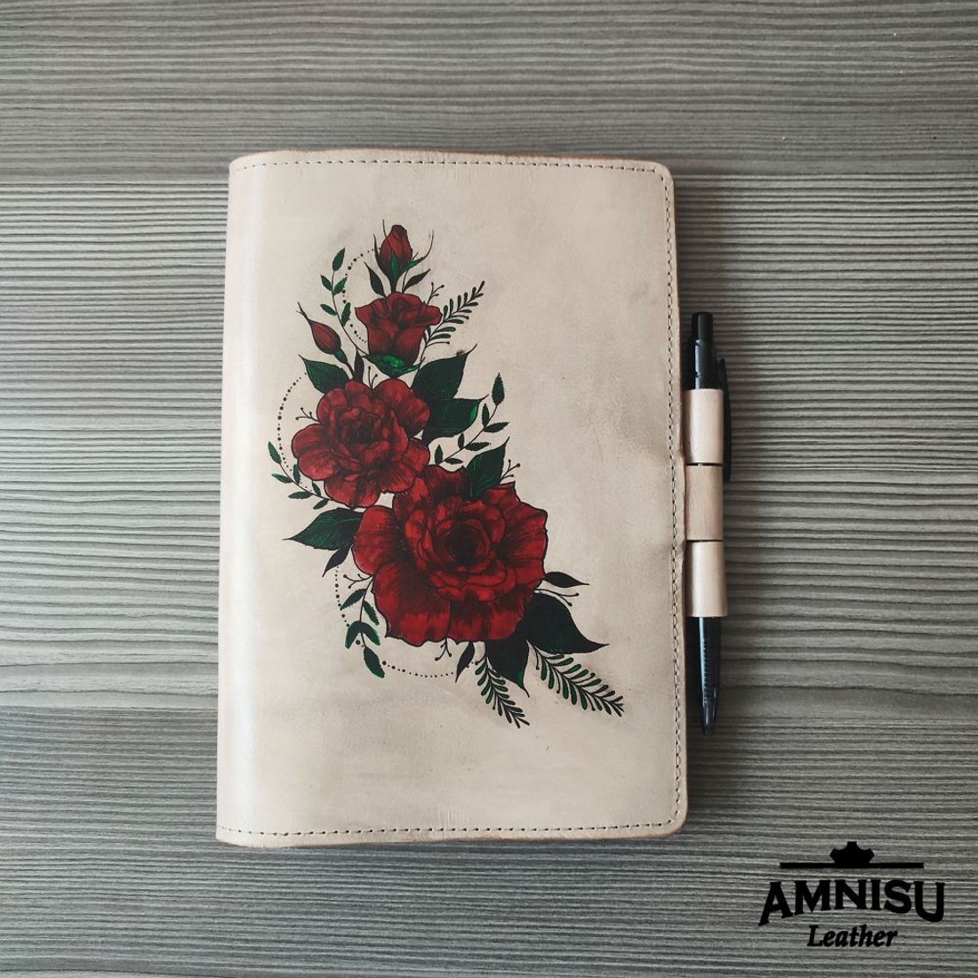 Rózsa mintás noteszborító - otthon & életmód - papír, írószer - könyv- és füzetborító - Meska.hu