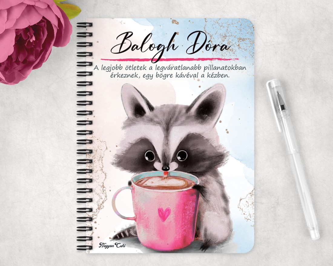 Személyre szabható - Mosómaci mintás A5-ös füzet - otthon & életmód - papír, írószer - jegyzetfüzet & napló - Meska.hu