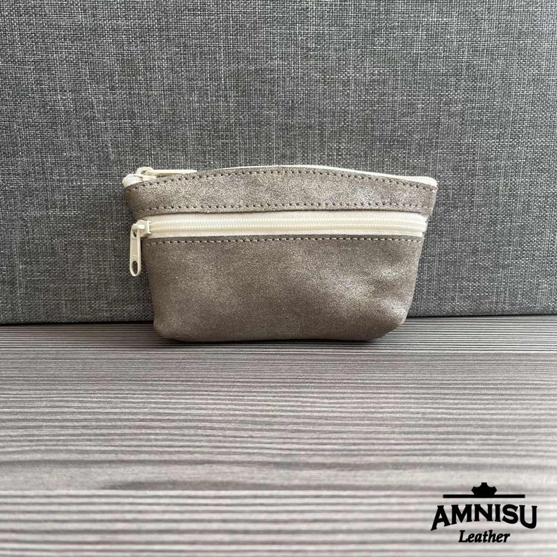 Csillámos sötétbézs kettő cipzáras kulcstartó B1003 - táska & tok - kulcstartó & táskadísz - kulcstartó - Meska.hu