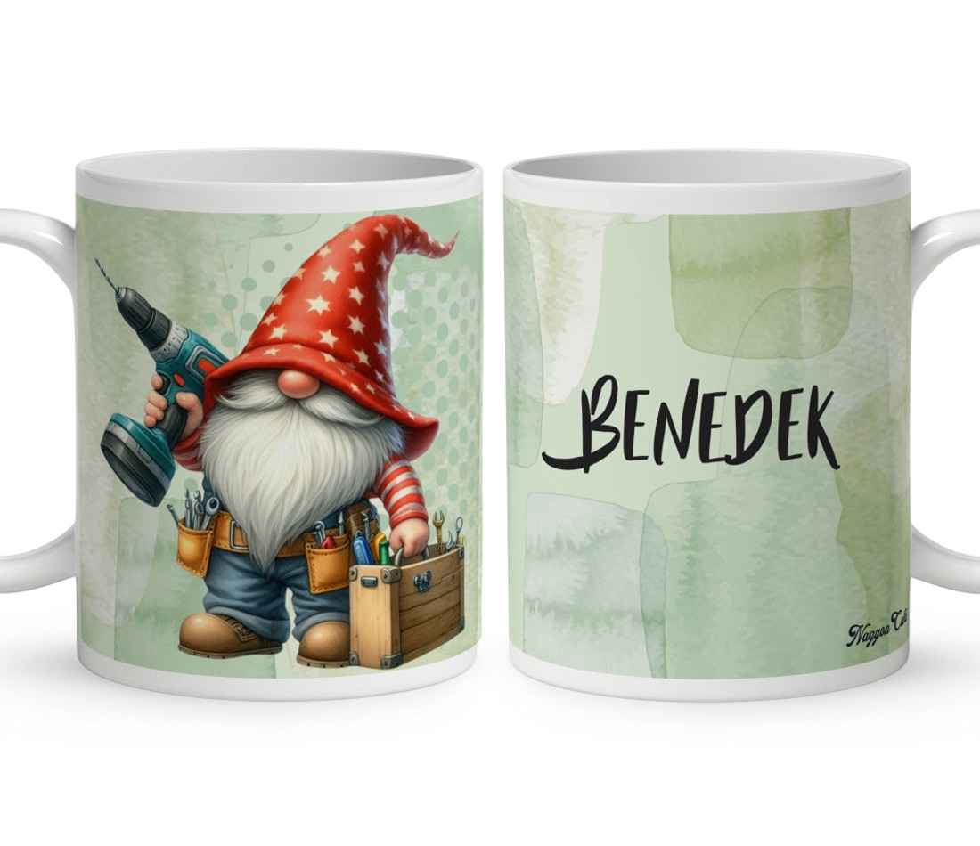 Névvel kérhető - Cuki Ezermester manó mintás bögre - otthon & életmód - konyhafelszerelés, tálalás - tálalás - bögre & csésze - Meska.hu