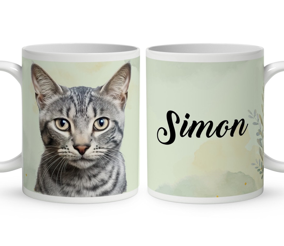 Névvel kérhető - Egyiptomi mau macska portré mintás bögre - otthon & életmód - konyhafelszerelés, tálalás - tálalás - bögre & csésze - Meska.hu