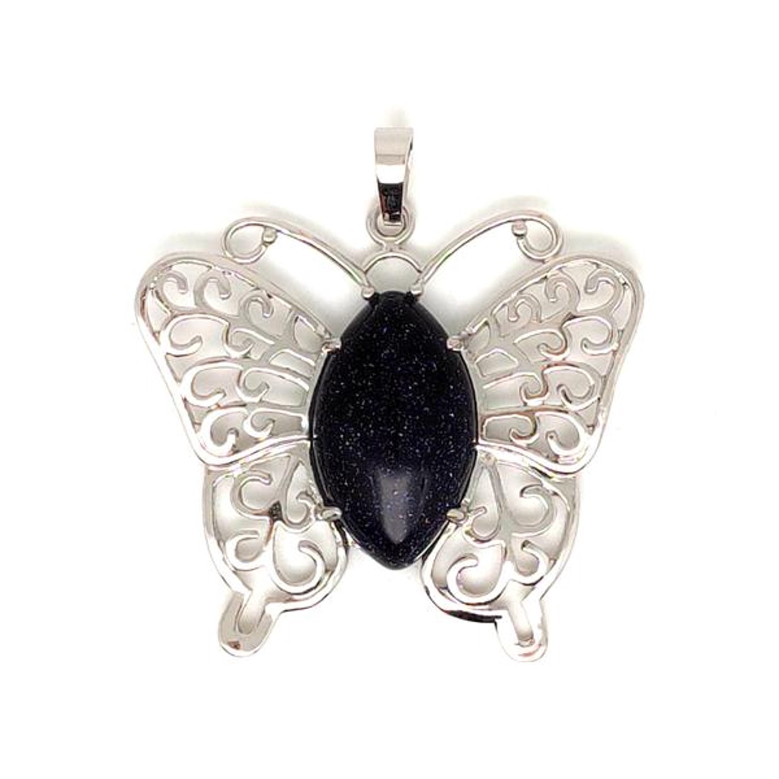 Pillangó fém medál Goldstone kék 4,5x4cm - ékszer - nyaklánc - medál - Meska.hu