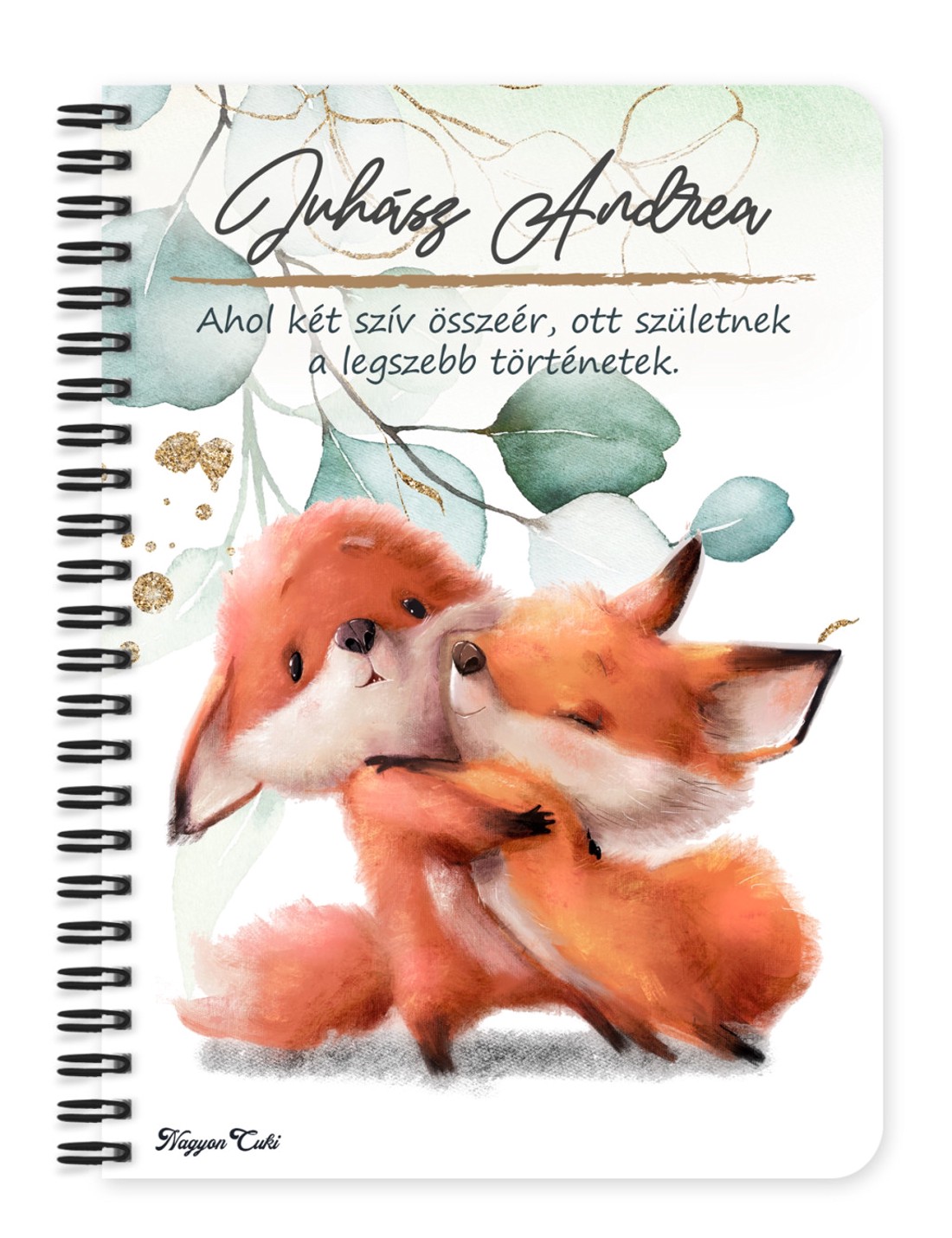 Személyre szabható - Fox Love mintás A6-os füzet - otthon & életmód - papír, írószer - jegyzetfüzet & napló - Meska.hu