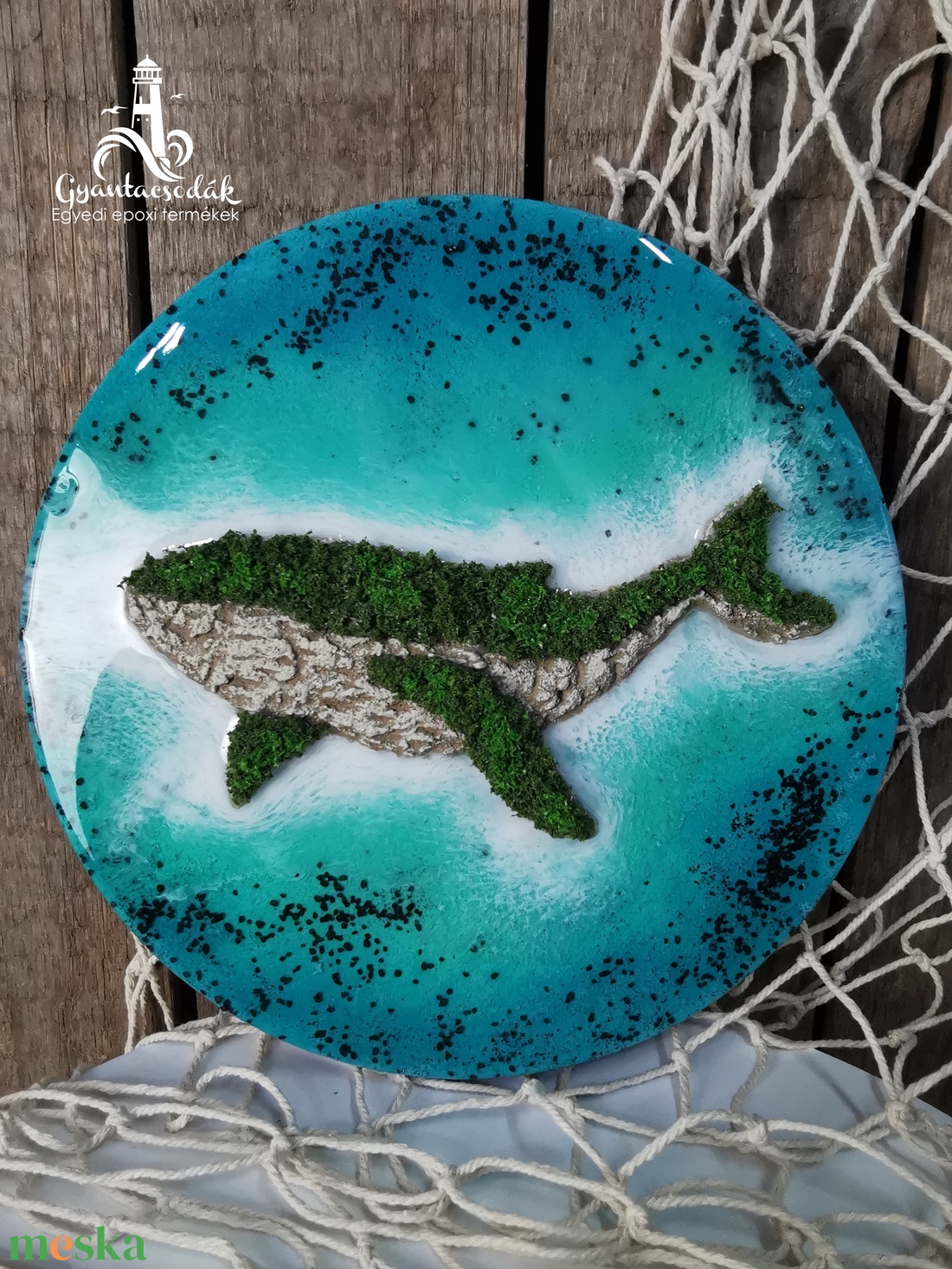 Bálna sziget - Epoxi gyanta falikép - Gyantacsodák - otthon & életmód - dekoráció - kép & falikép - 3d képek - Meska.hu