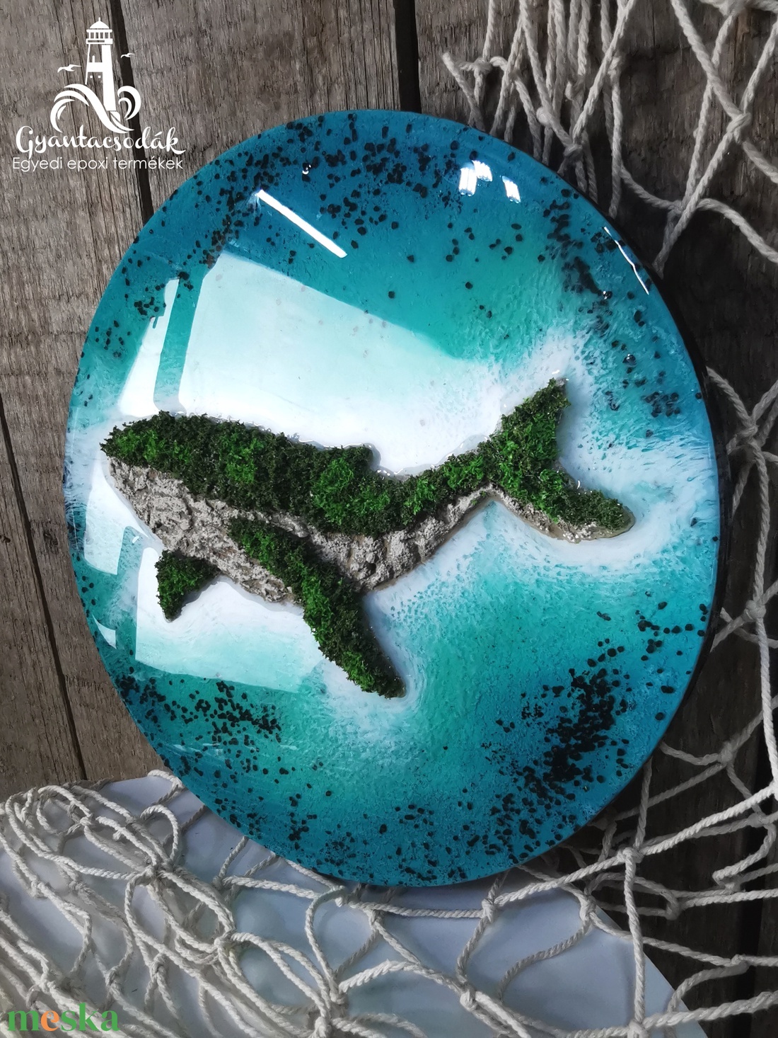 Bálna sziget - Epoxi gyanta falikép - Gyantacsodák - otthon & életmód - dekoráció - kép & falikép - 3d képek - Meska.hu