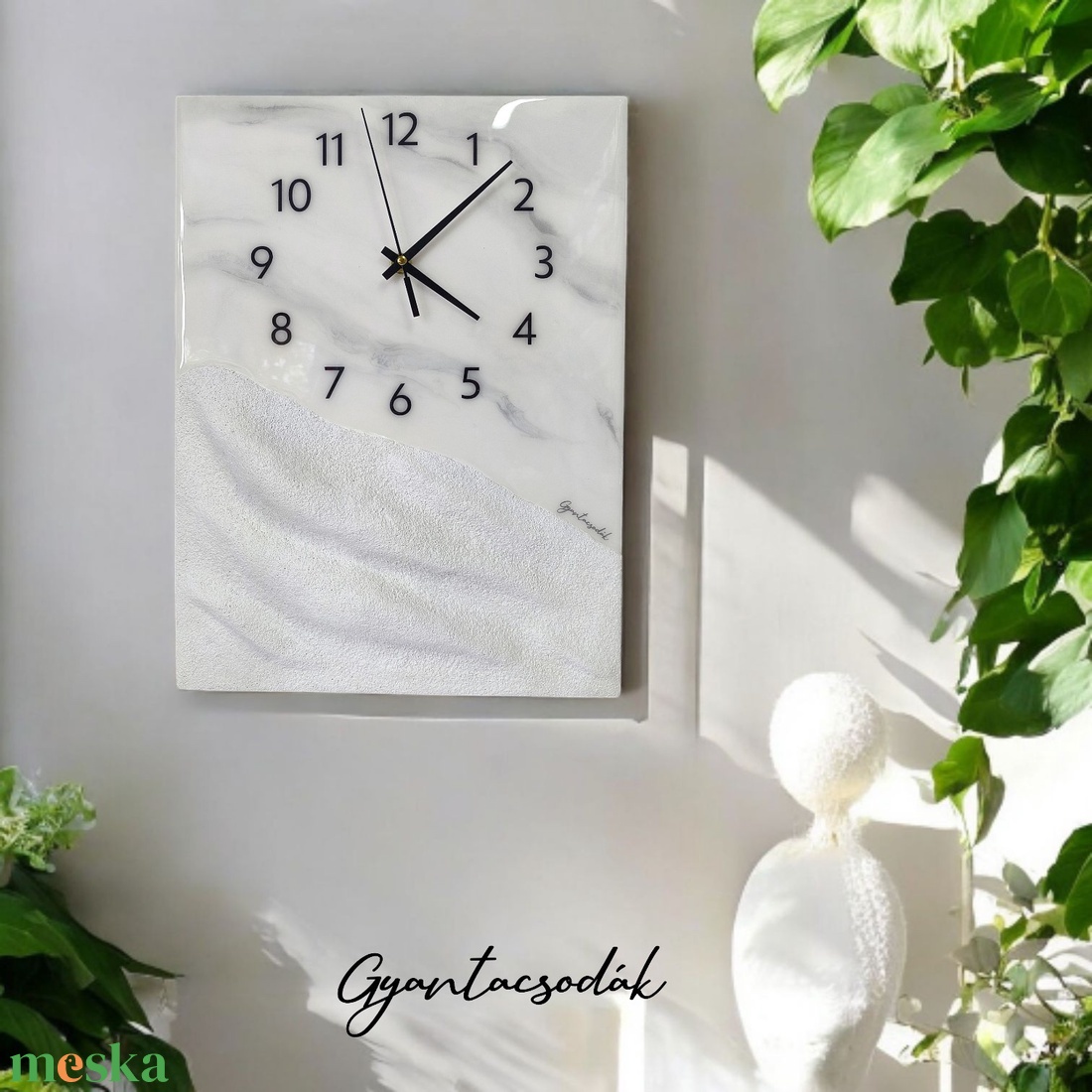 EPOXI GYANTA FALIÓRA - HOWLIT FÁTYOL - 3D TEXTURÁLT - GYANTACSODÁK - otthon & életmód - dekoráció - fali és függő dekoráció - falióra & óra - Meska.hu