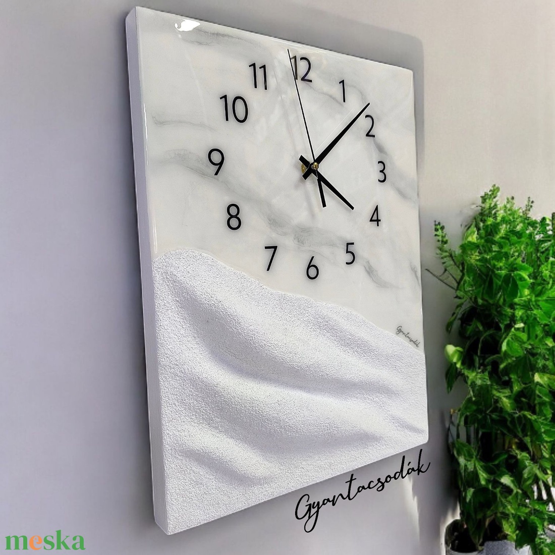 EPOXI GYANTA FALIÓRA - HOWLIT FÁTYOL - 3D TEXTURÁLT - GYANTACSODÁK - otthon & életmód - dekoráció - fali és függő dekoráció - falióra & óra - Meska.hu