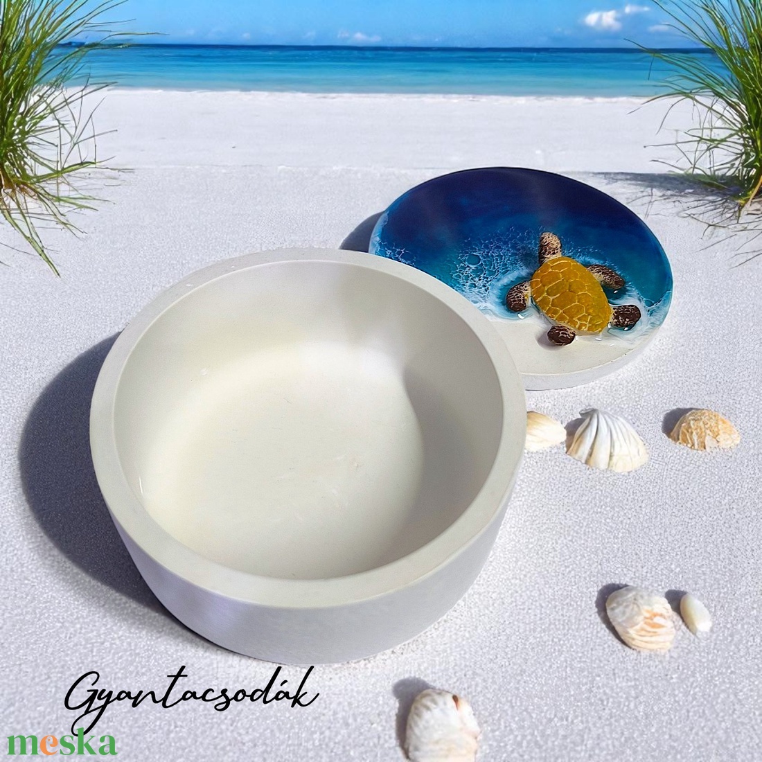 ÉKSZERTARTÓ - TENGERI HULLÁMOKKAL ÉS TEKNŐSSEL - GYANTACSODÁK - otthon & életmód - dekoráció - asztal és polc dekoráció - asztaldísz - Meska.hu