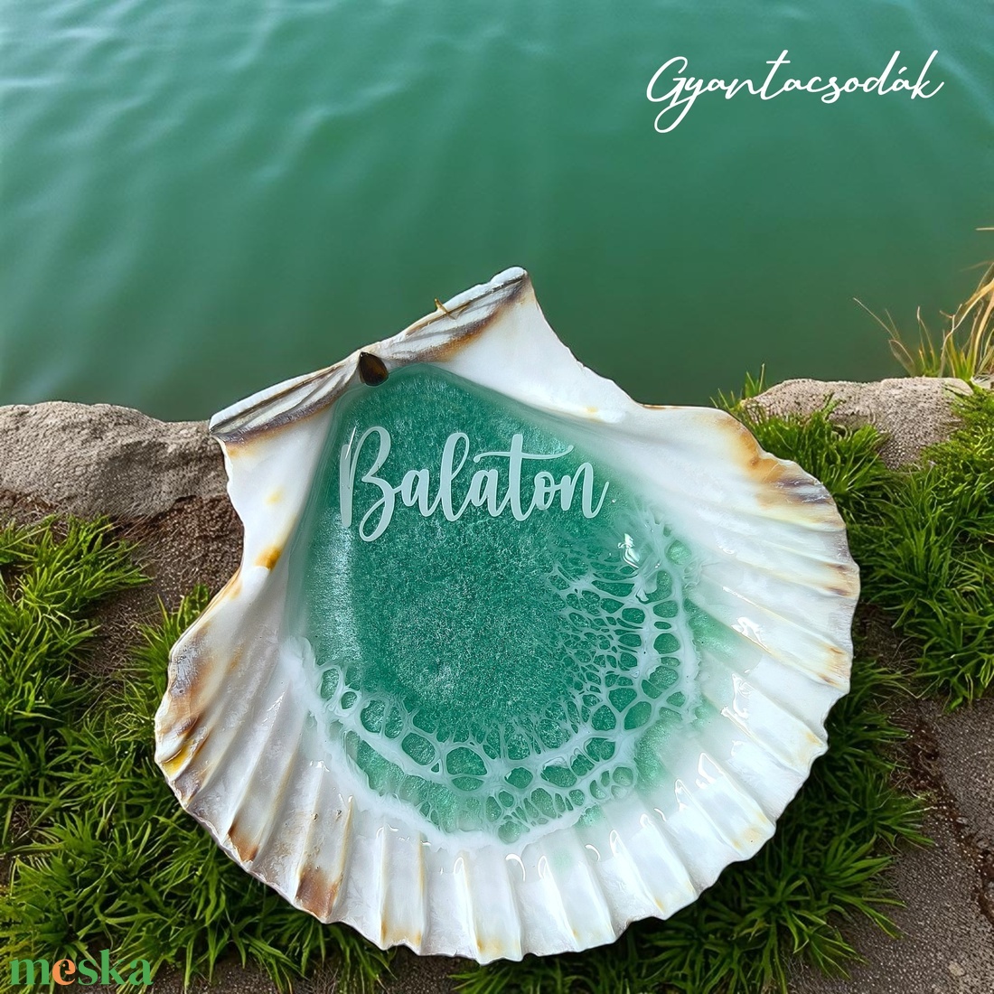 ÉKSZERTARTÓ BALATON MINTÁVAL - VALÓDI ÓRIÁSKAGYLÓ GYŰRŰTARTÓ 2 - GYANTACSODÁK - otthon & életmód - dekoráció - asztal és polc dekoráció - asztaldísz - Meska.hu