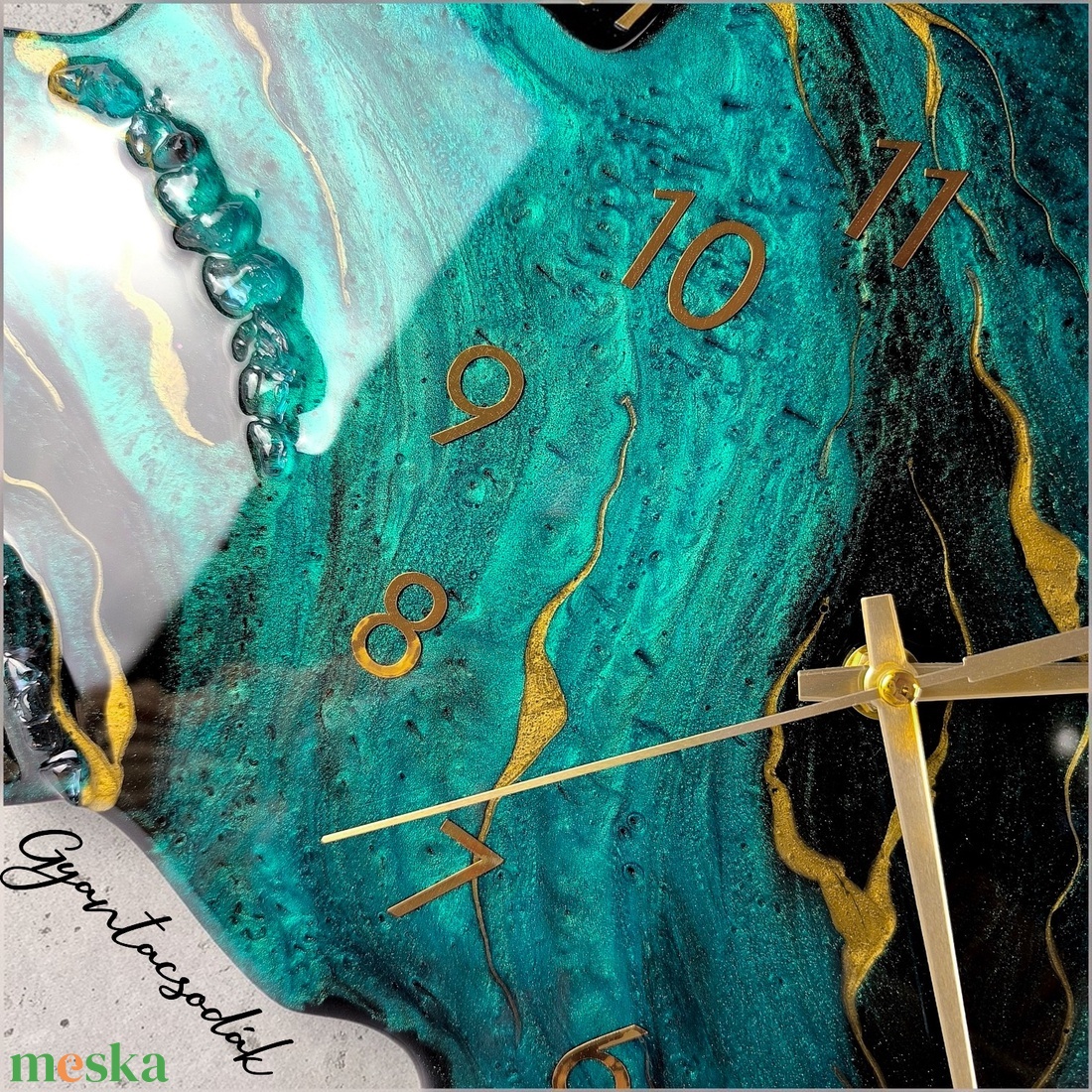 EPOXI GYANTA FALIÓRA - APATIT GEÓDA 43CM - GYANTACSODÁK - otthon & életmód - dekoráció - fali és függő dekoráció - falióra & óra - Meska.hu