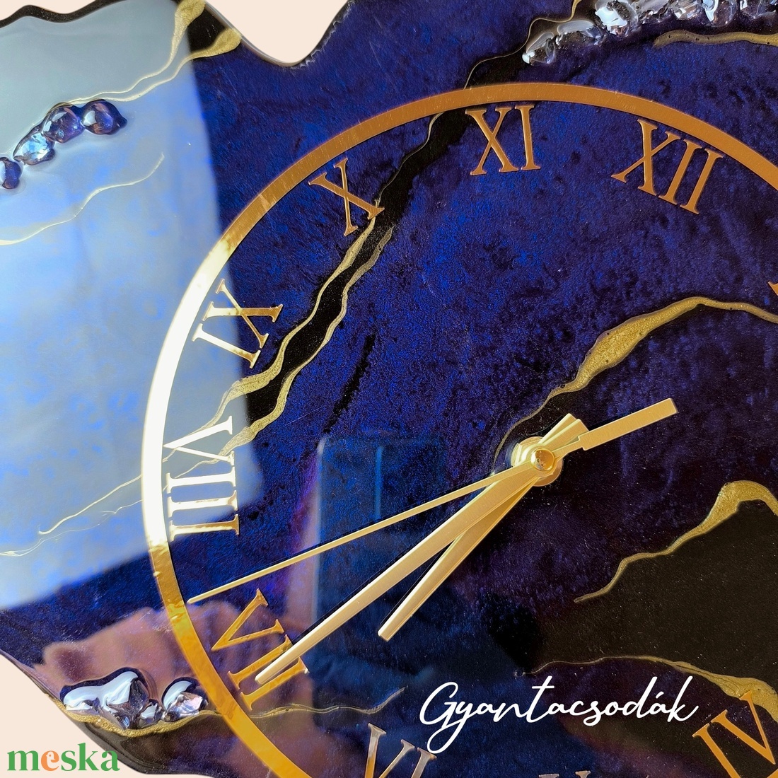 EPOXI GYANTA FALIÓRA - LAZURIT GEÓDA 48CM - GYANTACSODÁK - otthon & életmód - dekoráció - fali és függő dekoráció - falióra & óra - Meska.hu