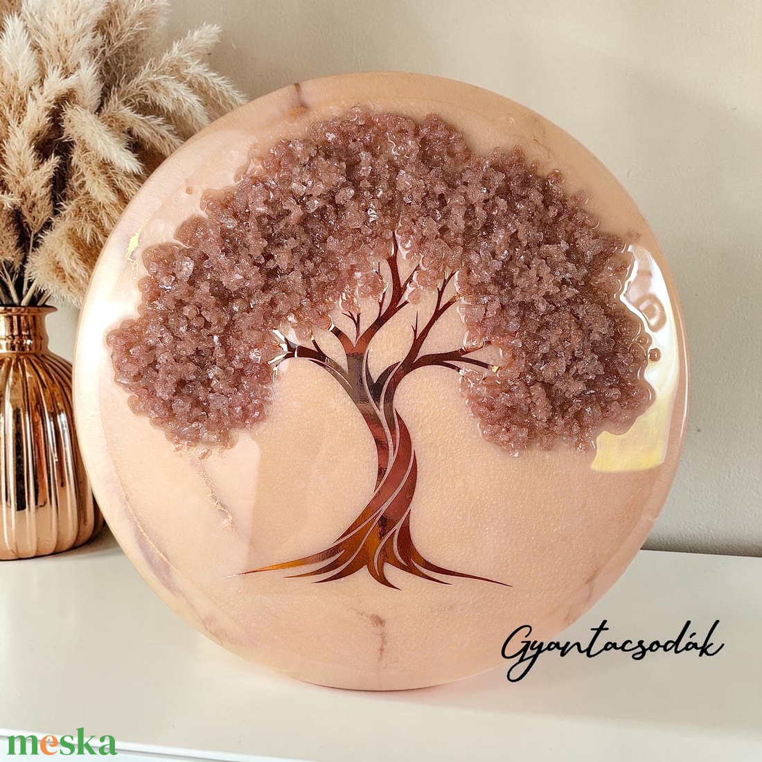 RODOKROZIT ÉLETFA - EPOXI GYANTA FALIKÉP 36 CM - GYANTACSODÁK - otthon & életmód - dekoráció - kép & falikép - 3d képek - Meska.hu