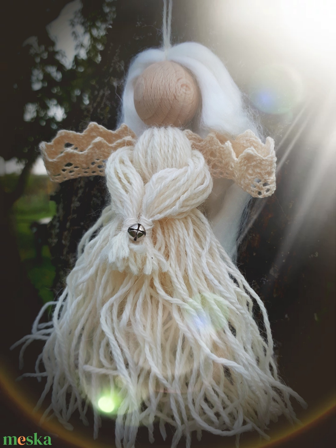 100% alpacagyapjú angyalka  - karácsony - karácsonyi lakásdekoráció - karácsonyfadíszek - Meska.hu