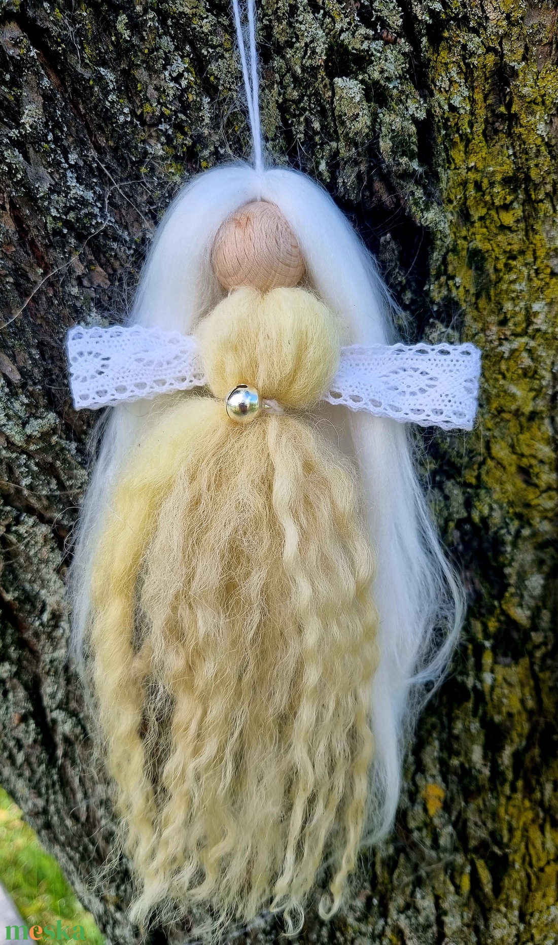 Gyapjú angyalka - karácsony - karácsonyi lakásdekoráció - karácsonyfadíszek - Meska.hu