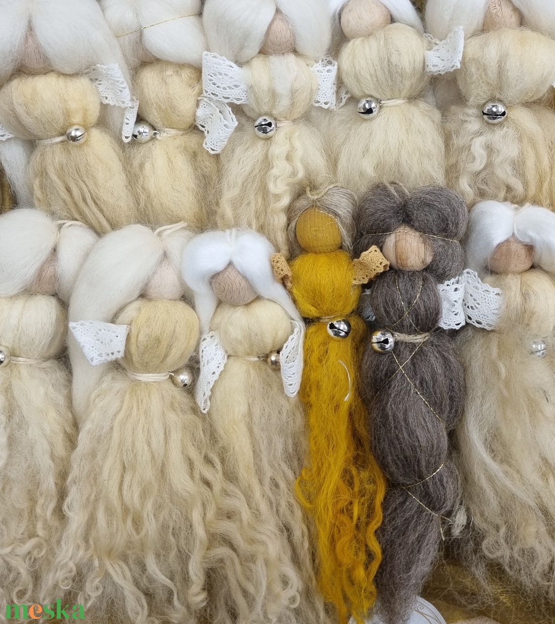 Karácsonyi angyalok - karácsony - karácsonyi lakásdekoráció - karácsonyfa szoknya, karácsonyfa alátét - Meska.hu