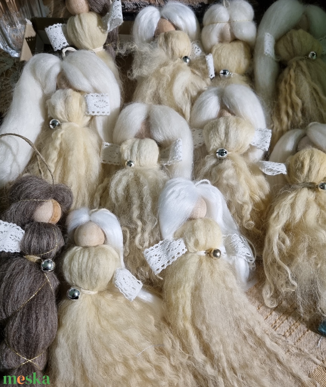 Karácsonyi angyalok - karácsony - karácsonyi lakásdekoráció - karácsonyfa szoknya, karácsonyfa alátét - Meska.hu