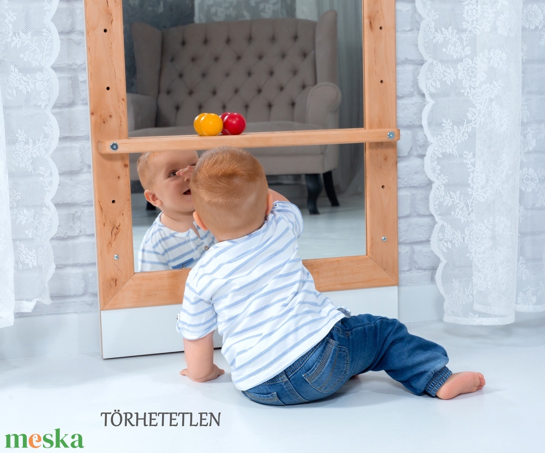 Montessori-tükör  Égerfából - játék & sport - készségfejlesztő és logikai játék - montessori szivárvány, waldorf játékok - Meska.hu