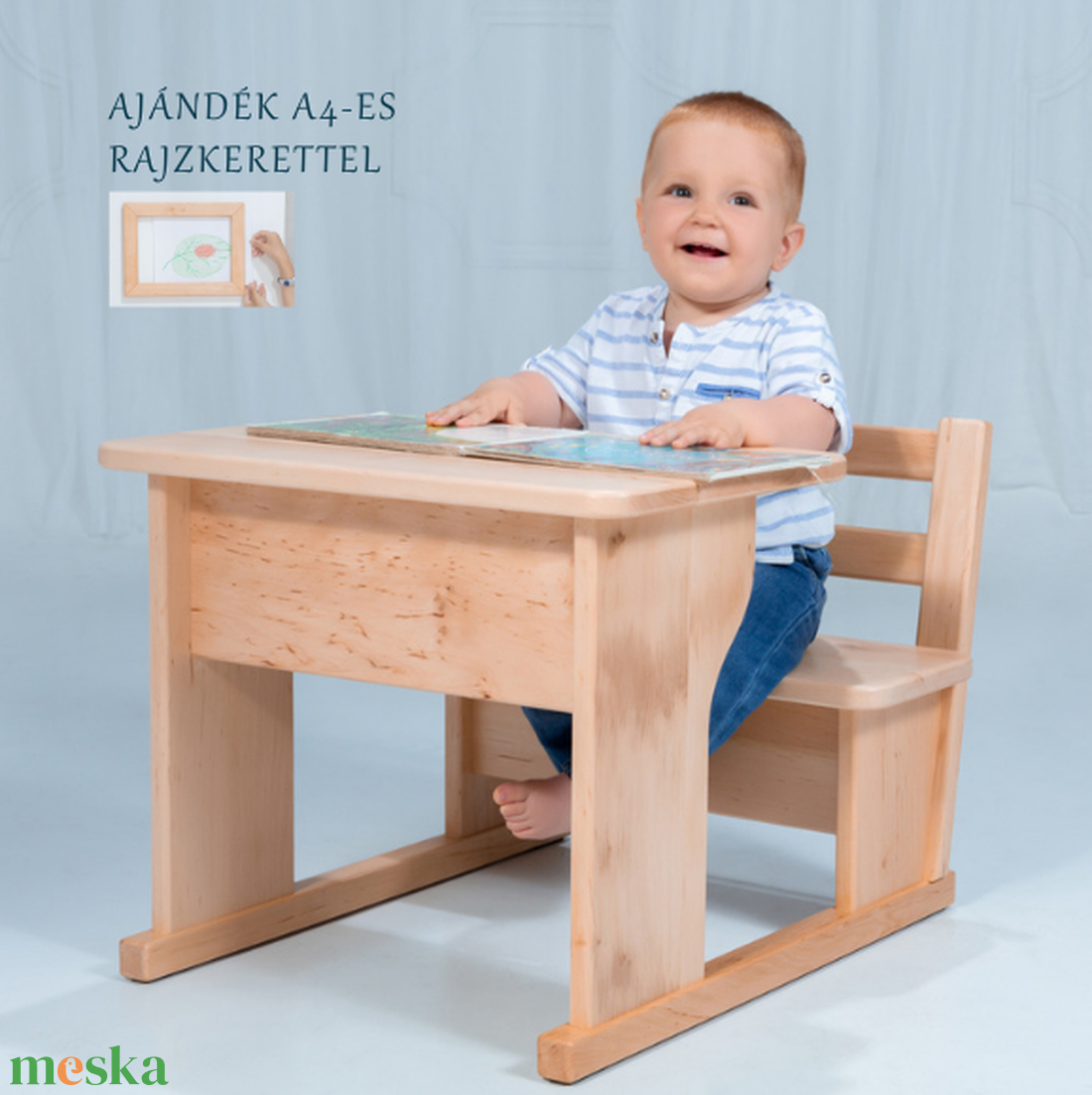Gyermekpad � Éger fából - Ajándék A4-es rajzkerettel - baba - mama - babaszobabútor - gyerek asztal székkel - Meska.hu