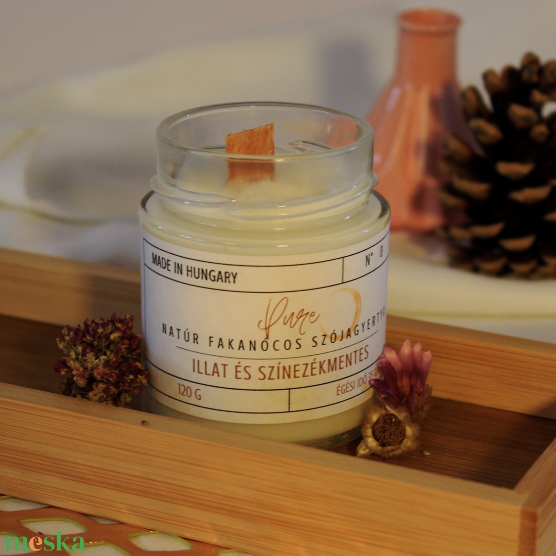 Pure illatmentes szójagyertya - otthon & életmód - gyertya, illat, aroma - gyertya - Meska.hu