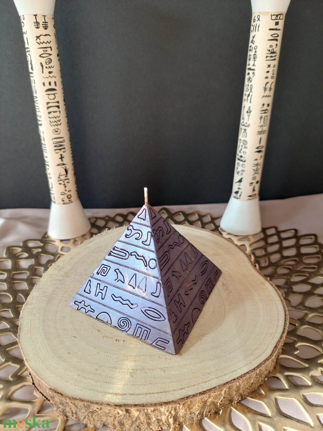 Egyiptomi piramis formájú gyertya - otthon & életmód - gyertya, illat, aroma - gyertya - Meska.hu