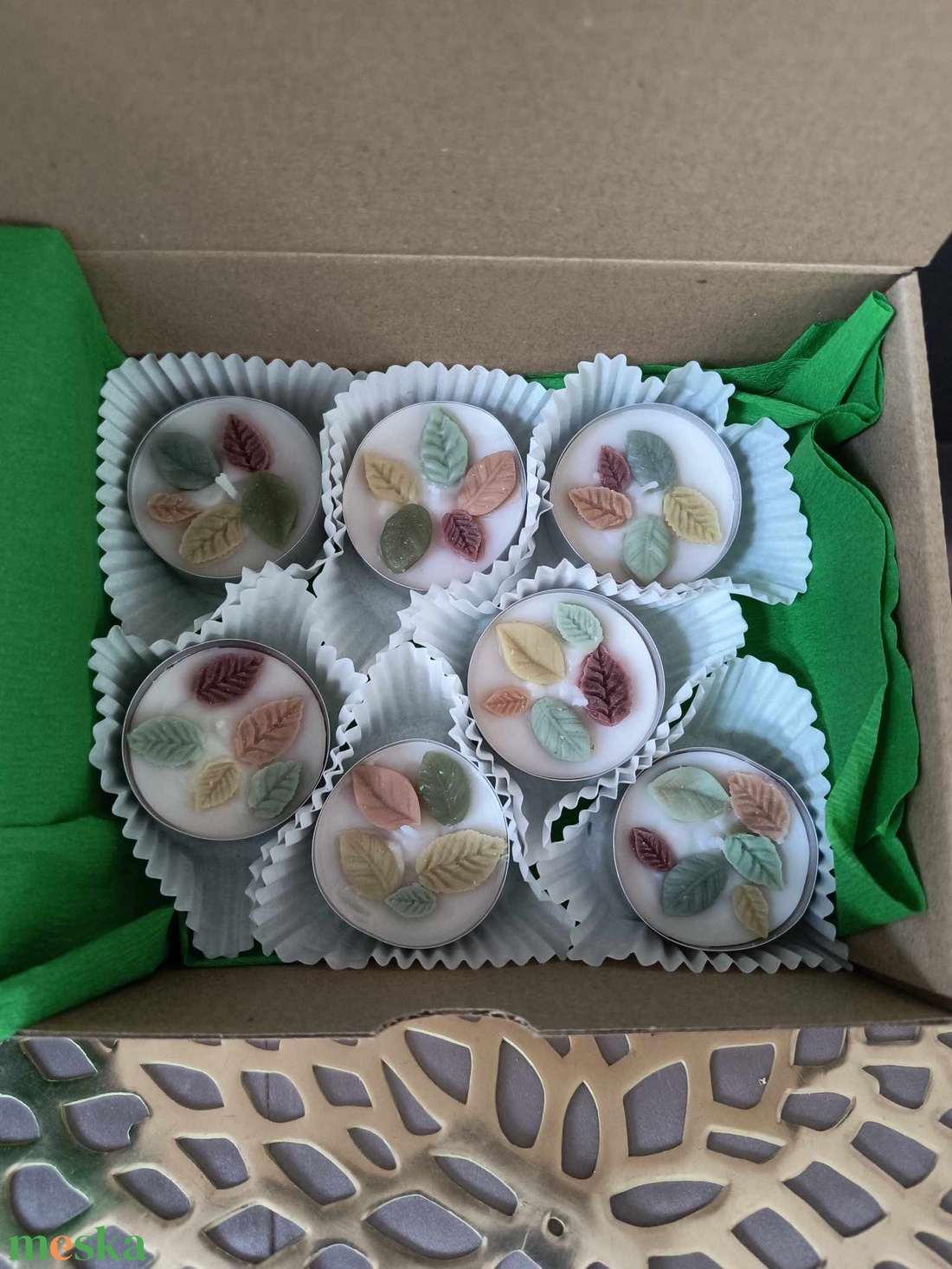 Őszi falevél - mécses szett díszcsomagolásban - otthon & életmód - gyertya, illat, aroma - mécses és mécsestartó - Meska.hu