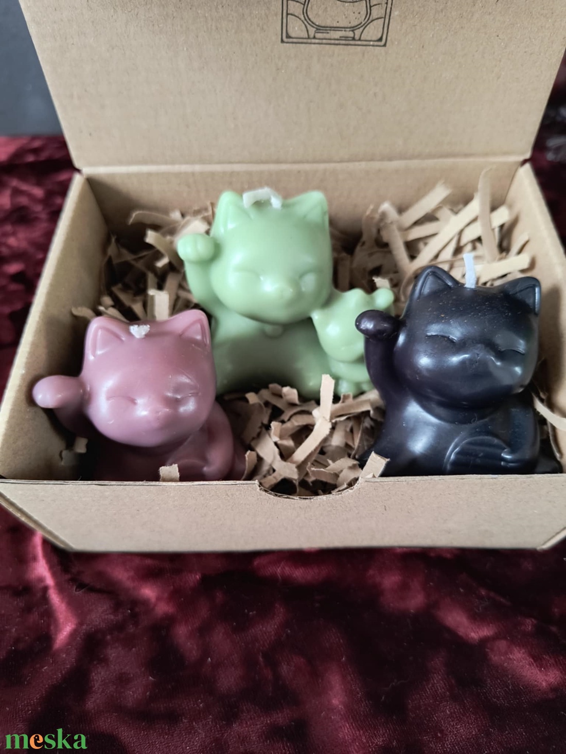 Szerencsehozó gyertya Maneki-neko ajándékcsomag - otthon & életmód - gyertya, illat, aroma - gyertya - Meska.hu