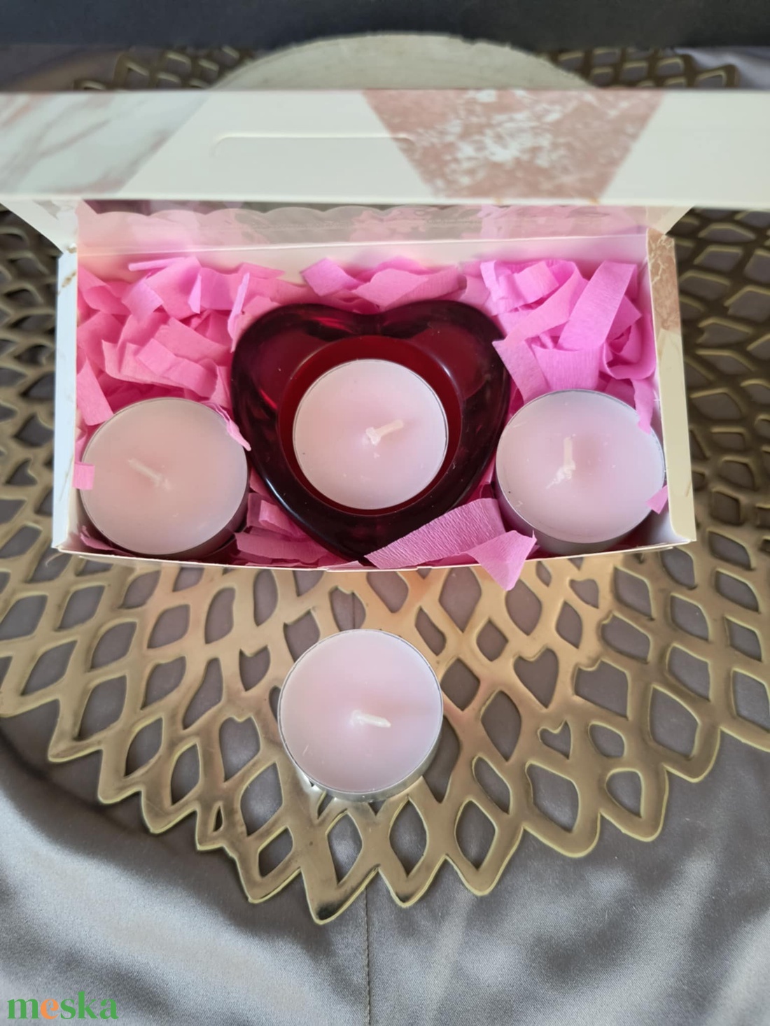 Valentin napi mécses csomag - otthon & életmód - gyertya, illat, aroma - mécses és mécsestartó - Meska.hu