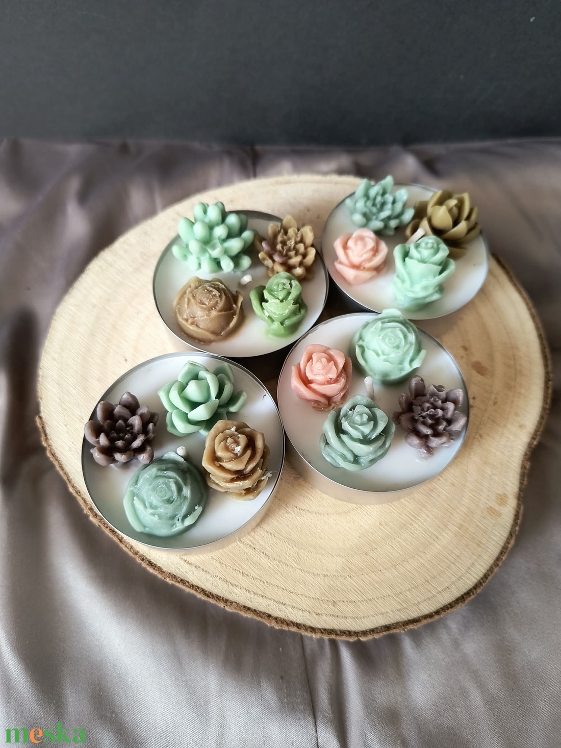 Óriás teamécses szett - kaktuszok - otthon & életmód - gyertya, illat, aroma - mécses és mécsestartó - Meska.hu