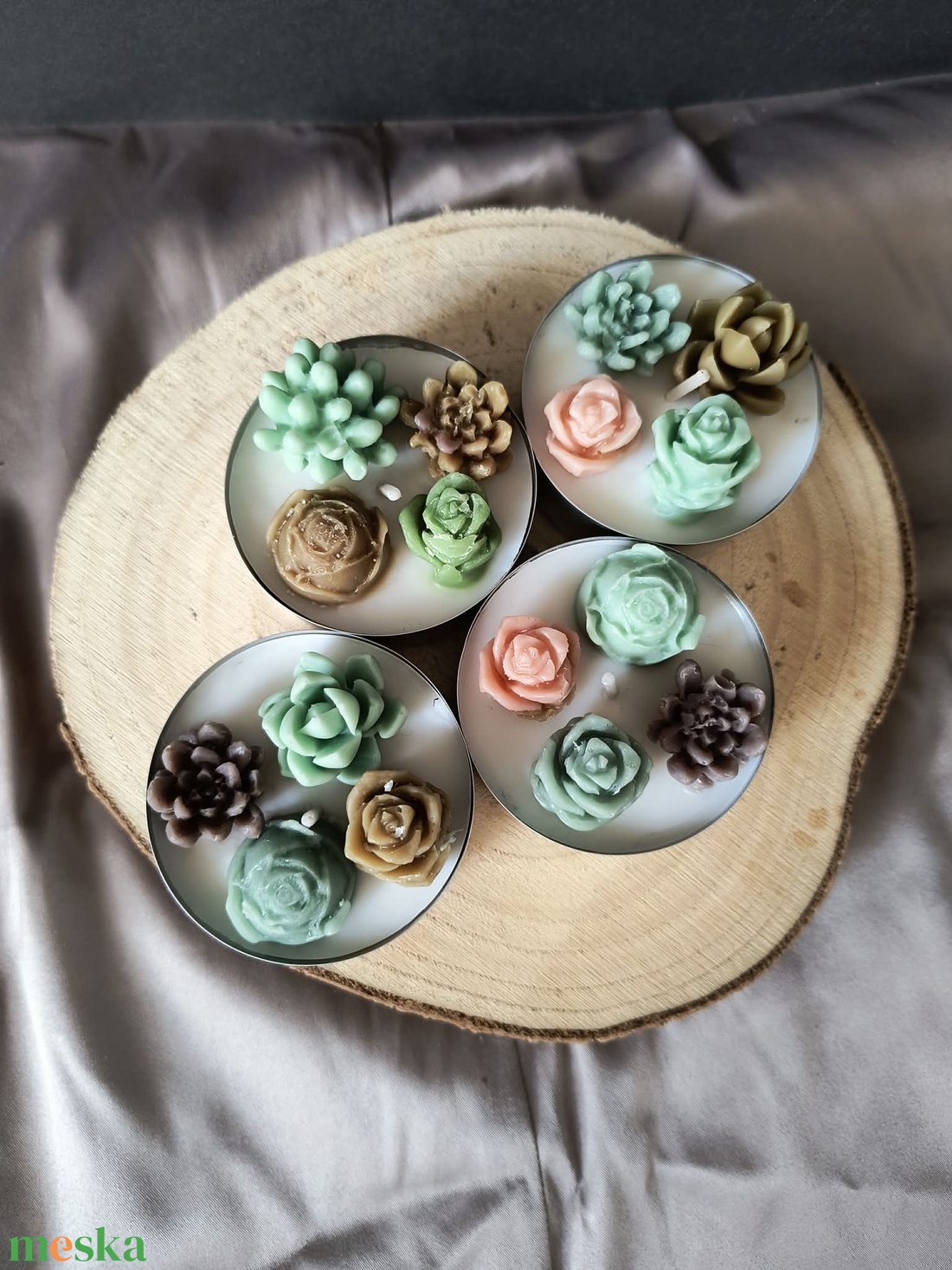 Óriás teamécses szett - kaktuszok - otthon & életmód - gyertya, illat, aroma - mécses és mécsestartó - Meska.hu