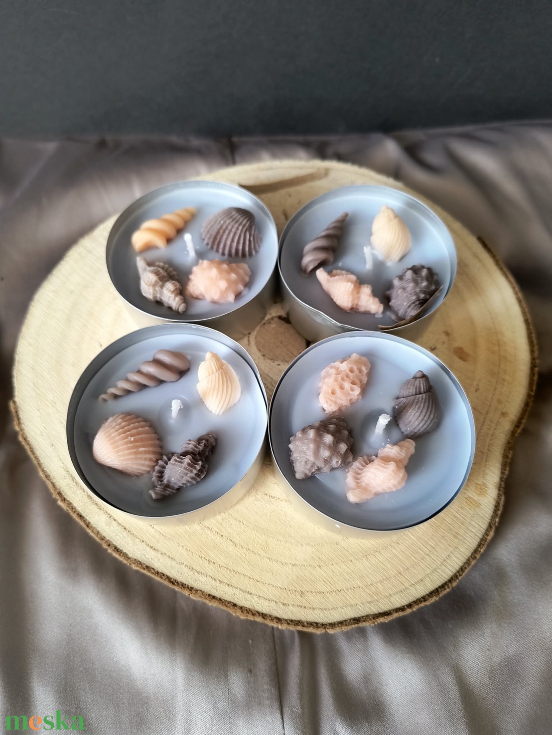 Óriás teamécses szett kagylókkal - otthon & életmód - gyertya, illat, aroma - mécses és mécsestartó - Meska.hu