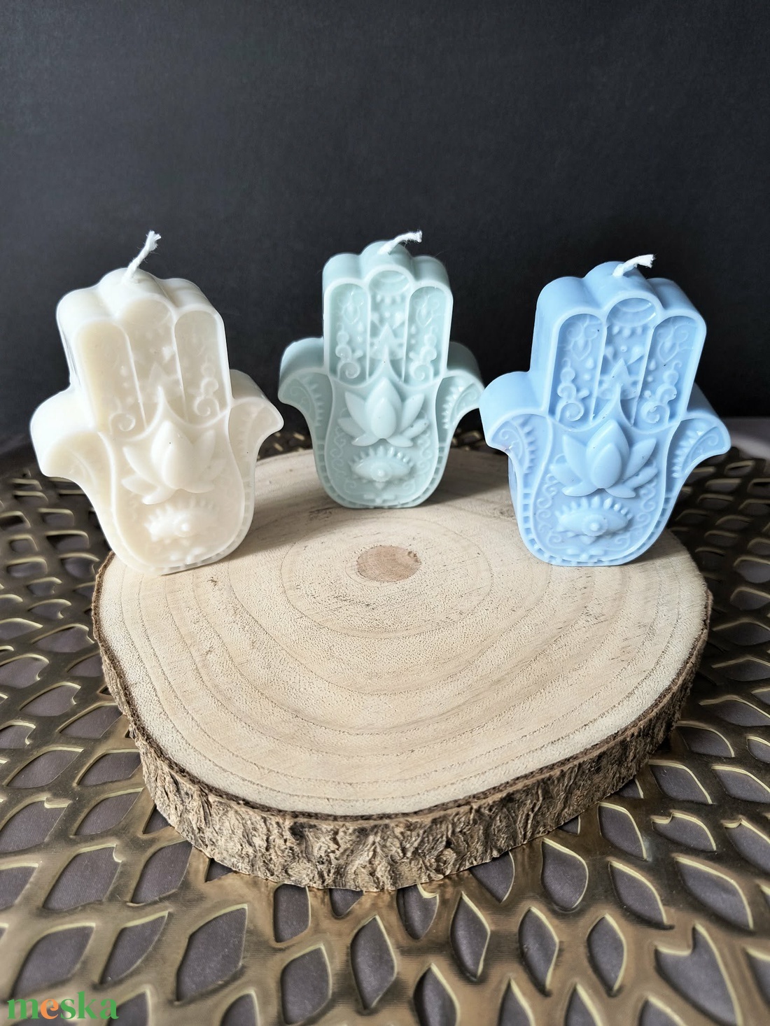 Mesés kelet - Fatima kéz gyertya szett, kék - otthon & életmód - gyertya, illat, aroma - gyertya - Meska.hu