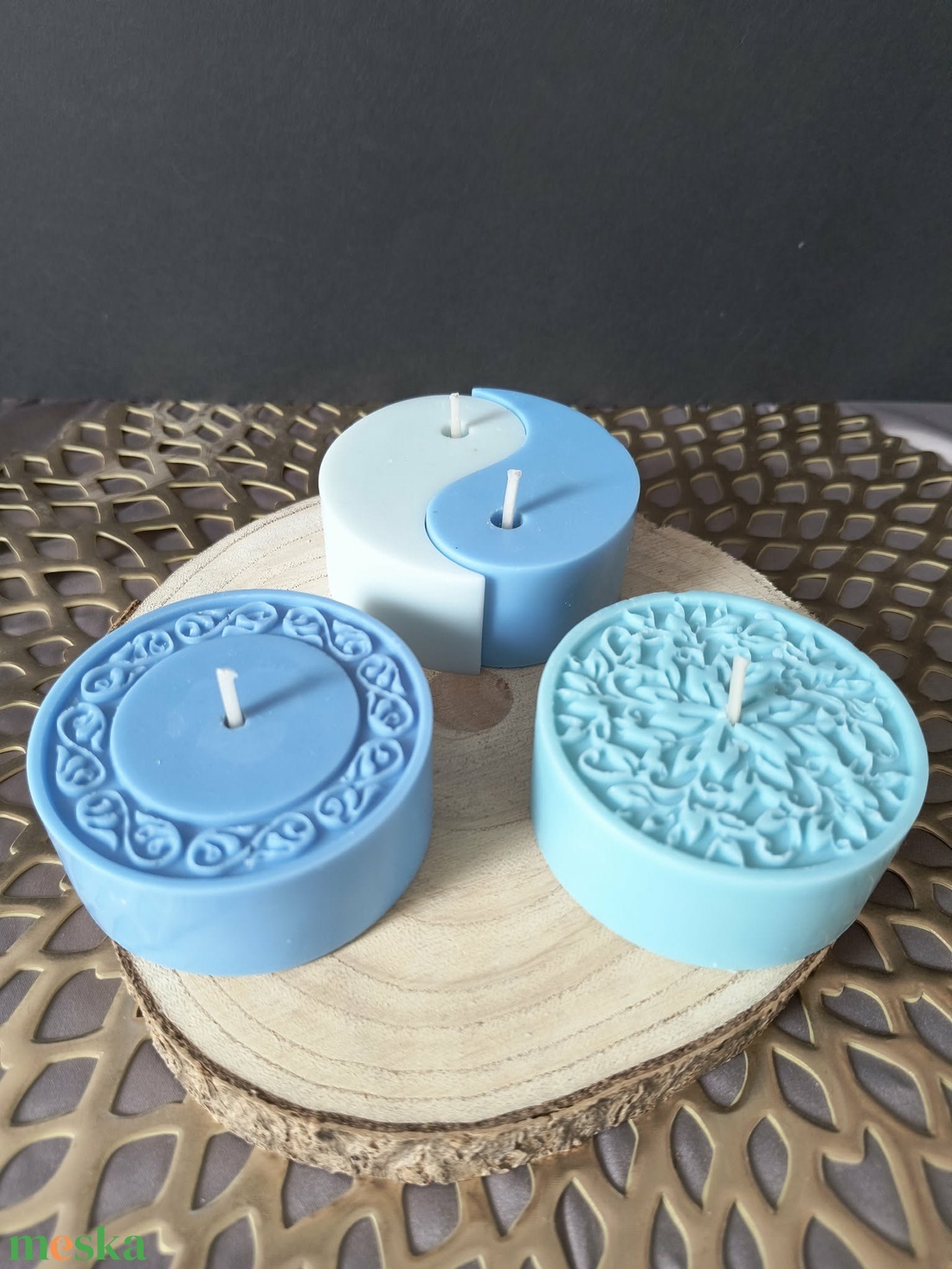 Mandala gyertyaszett - kék, türkiz - otthon & életmód - dekoráció - spiritualitás - mandala - Meska.hu