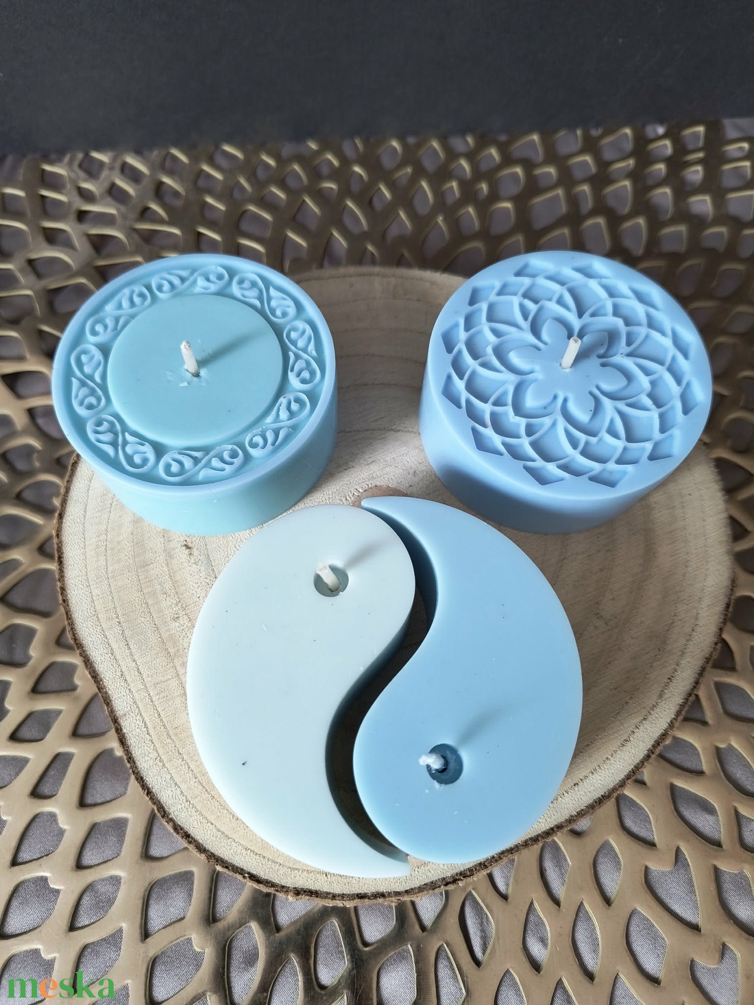 Mandala gyertyaszett - kék - otthon & életmód - gyertya, illat, aroma - gyertya - Meska.hu