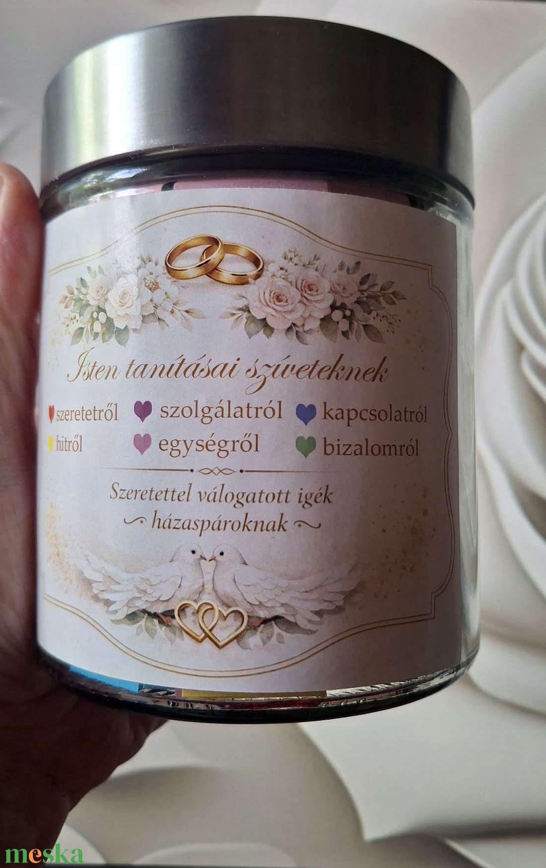 Színkódos igeversek házaspároknak, jegyespároknak - esküvő - emlék & ajándék - doboz - Meska.hu