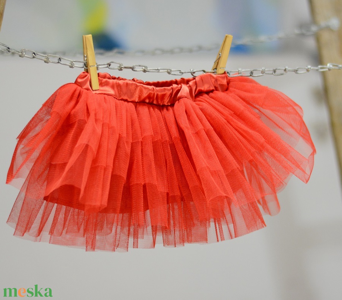Tütü 20-80 cm-es hosszal választható, állítható derékkal (piros) - ruha & divat - női ruha - szoknya - Meska.hu
