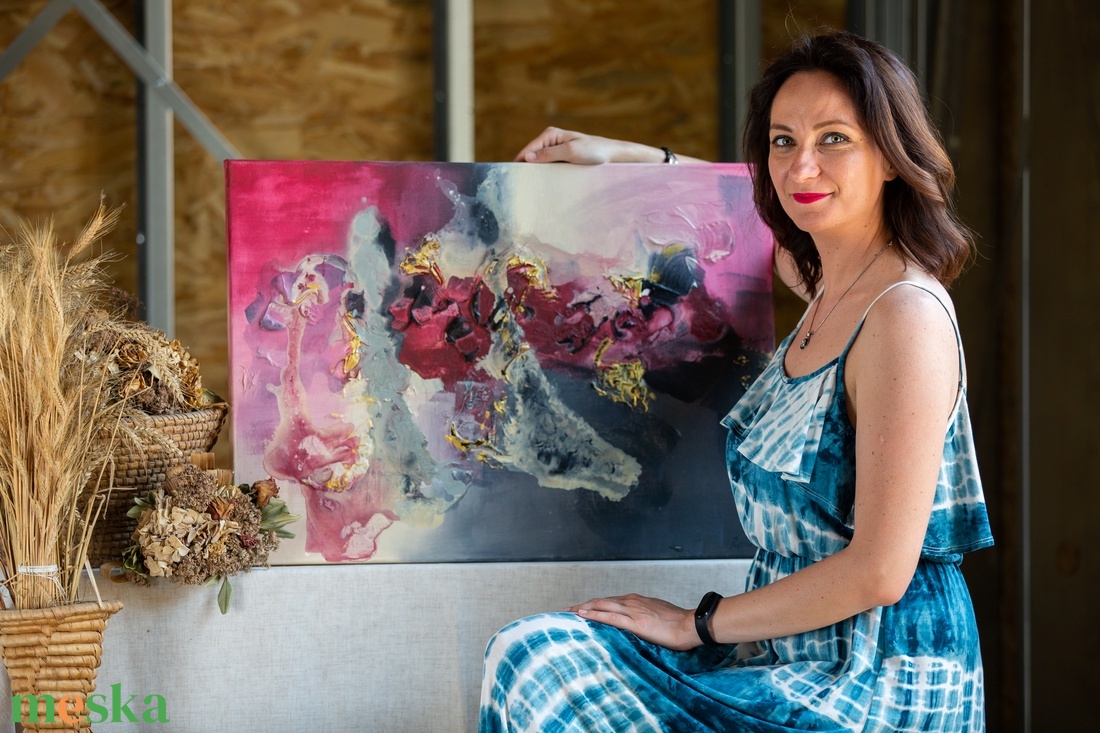 Szenvedély, absztrakt festmény vásznon, 50x70 - művészet - festmény - akril - Meska.hu