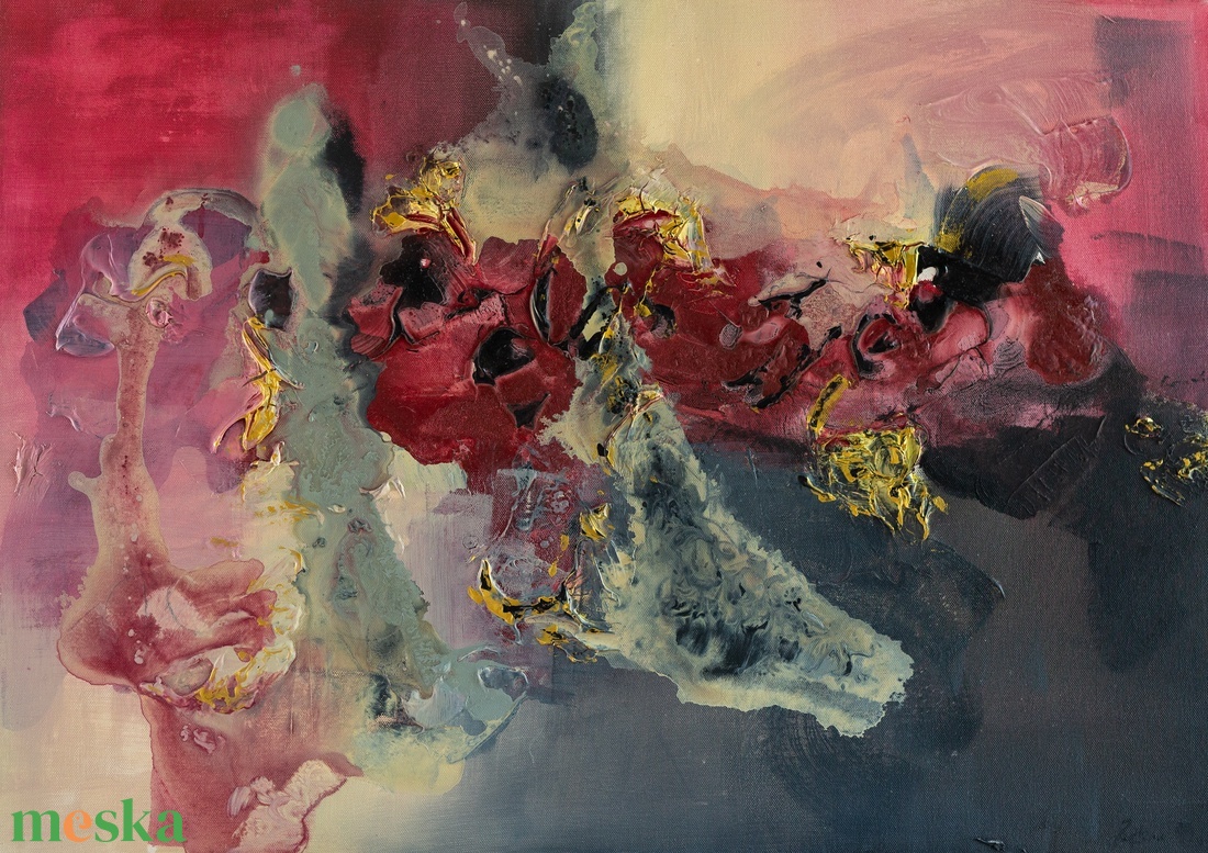 Szenvedély, absztrakt festmény vásznon, 50x70 - művészet - festmény - akril - Meska.hu