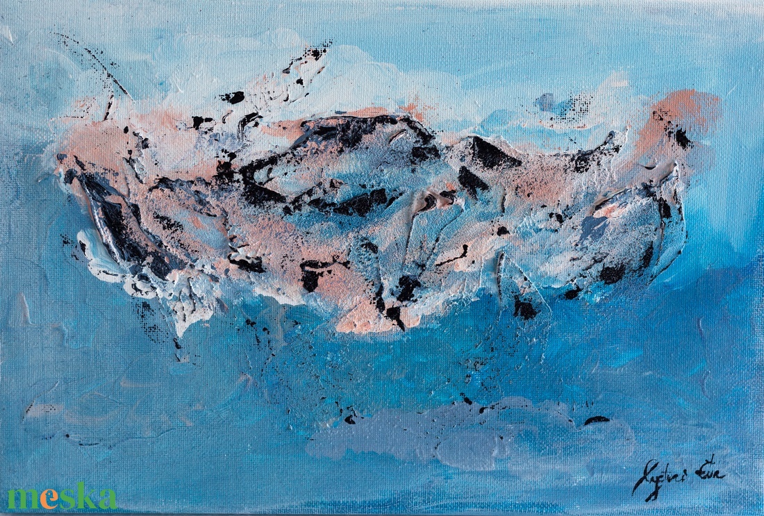 Jéghegy, absztrakt festmény vásznon, 30x20 - művészet - festmény - akril - Meska.hu