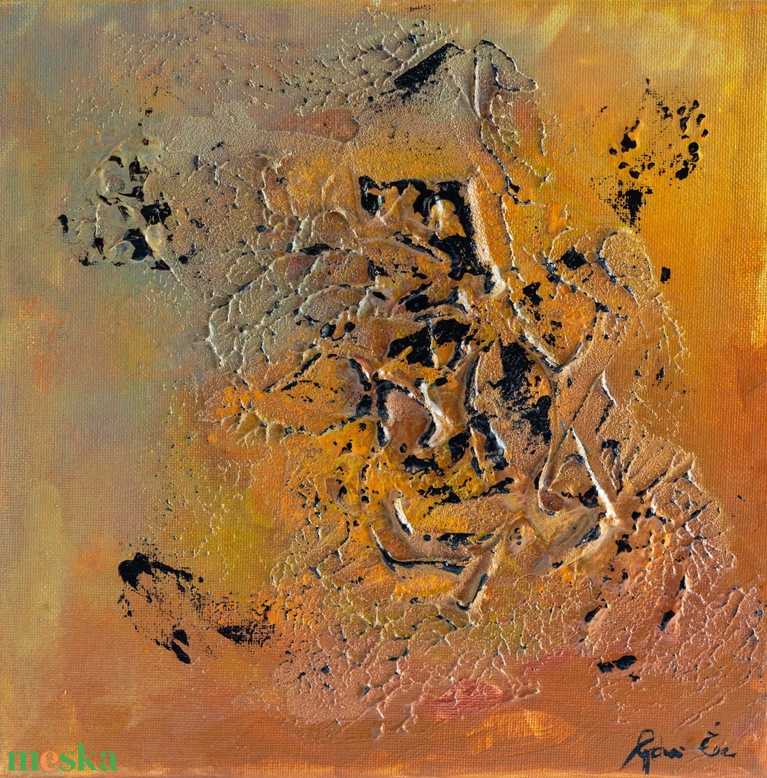 Bőség, absztrakt festmény vásznon, 24x24 - otthon & életmód - dekoráció - kép & falikép - vászonkép - Meska.hu