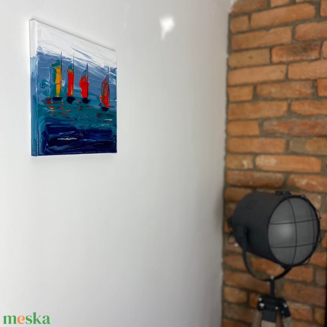 Vitorlások, absztrakt festmény vásznon, 24x24 - otthon & életmód - dekoráció - kép & falikép - vászonkép - Meska.hu