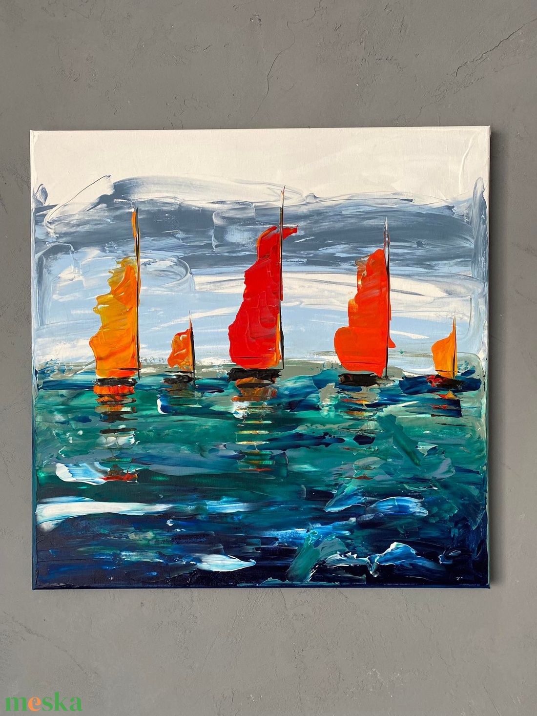Absztrakt, Balatoni vitorlások, könnyű vászon, 50x50 - művészet - festmény - akril - Meska.hu Absztrakt, Balatoni vitorlások, könnyű vászon, 50x50 - művészet - festmény - akril - Meska.hu