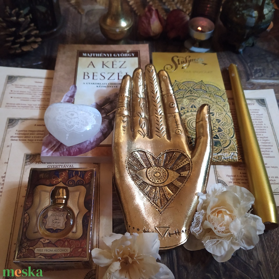 Spirituális ajándékcsomag ásvánnyal Tenyérjóslány spirituális ajándékcsomag névnapra, anyák napjára - karácsony - karácsonyi ajándékozás - karácsonyi ajándékcsomagolás - Meska.hu
