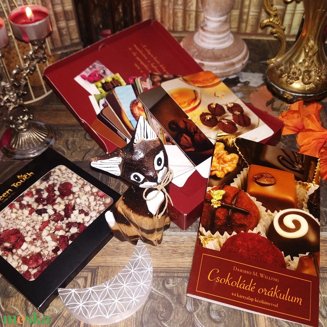 Cicás ajándékcsomag csokoládéval, csoki tarot jóskártyával szülinapra névnapra nőnapra karácsonyra évfordulóra - élelmiszer - gourmet ajándékcsomag - Meska.hu