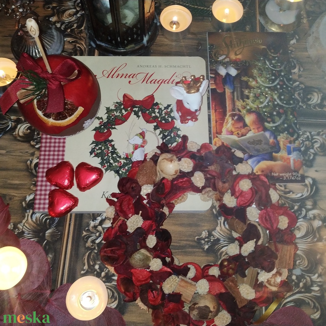 Ajándékcsomag csokoládéval mesekönyvvel Alma Magdi kisegér karácsonyi varázslat egérke figurával karácsonyra gyerekenek - élelmiszer - gourmet ajándékcsomag - Meska.hu