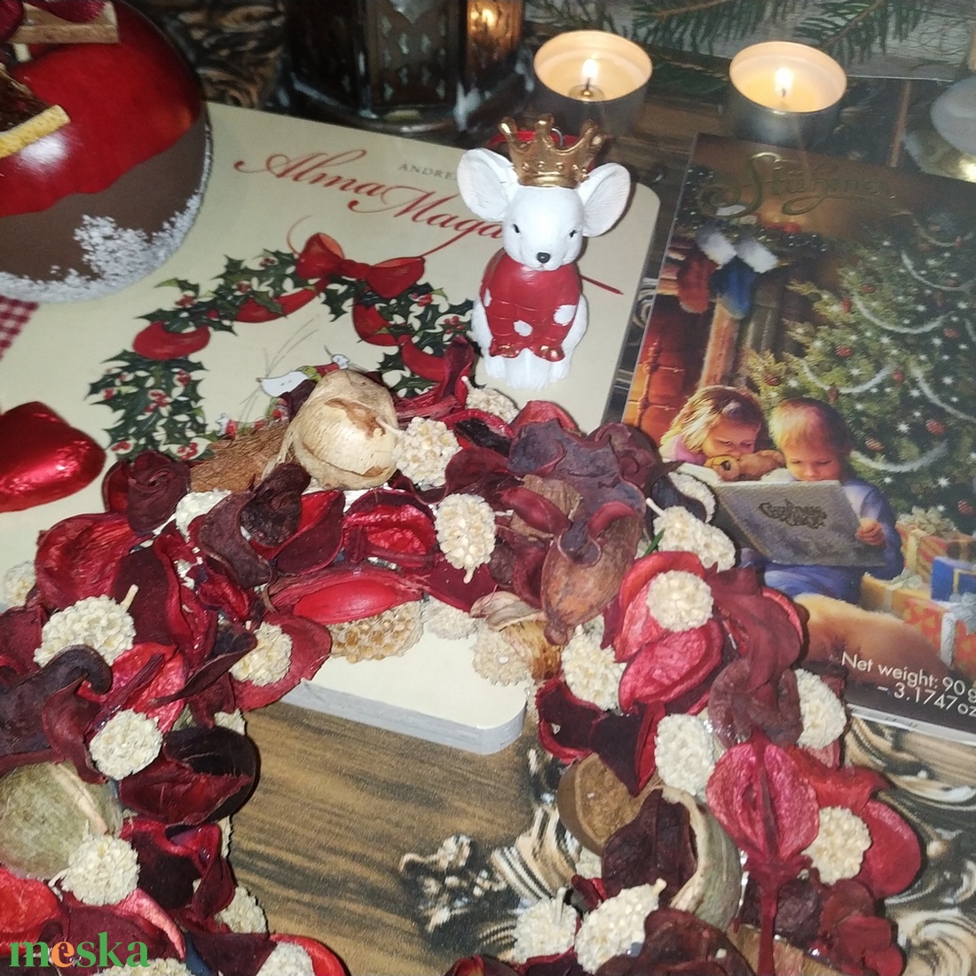 Ajándékcsomag csokoládéval mesekönyvvel Alma Magdi kisegér karácsonyi varázslat egérke figurával karácsonyra gyerekenek - élelmiszer - gourmet ajándékcsomag - Meska.hu